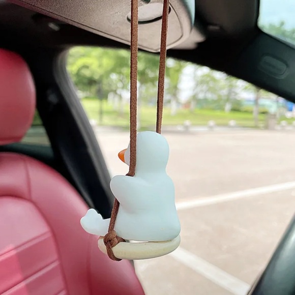 NEW| Adorable Unique Swinging White Duck With Sunglasses Car Hanging Pendant - Picture 4 of 9